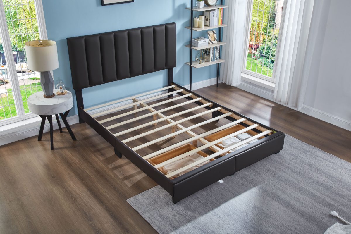HR2120 Storage Platform Bed with Adjustable Headboard