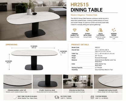 HR2515 Premium Marble Dining Table