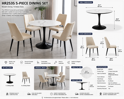 HR2535 Contemporary 5-Piece Dining Set