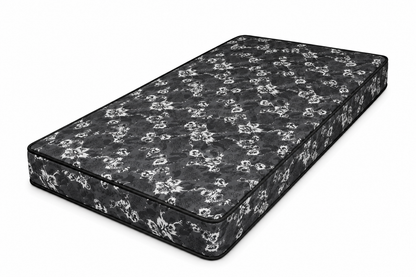 5-inch Basic Foam Mattress standing upright showing mattress thickness.
