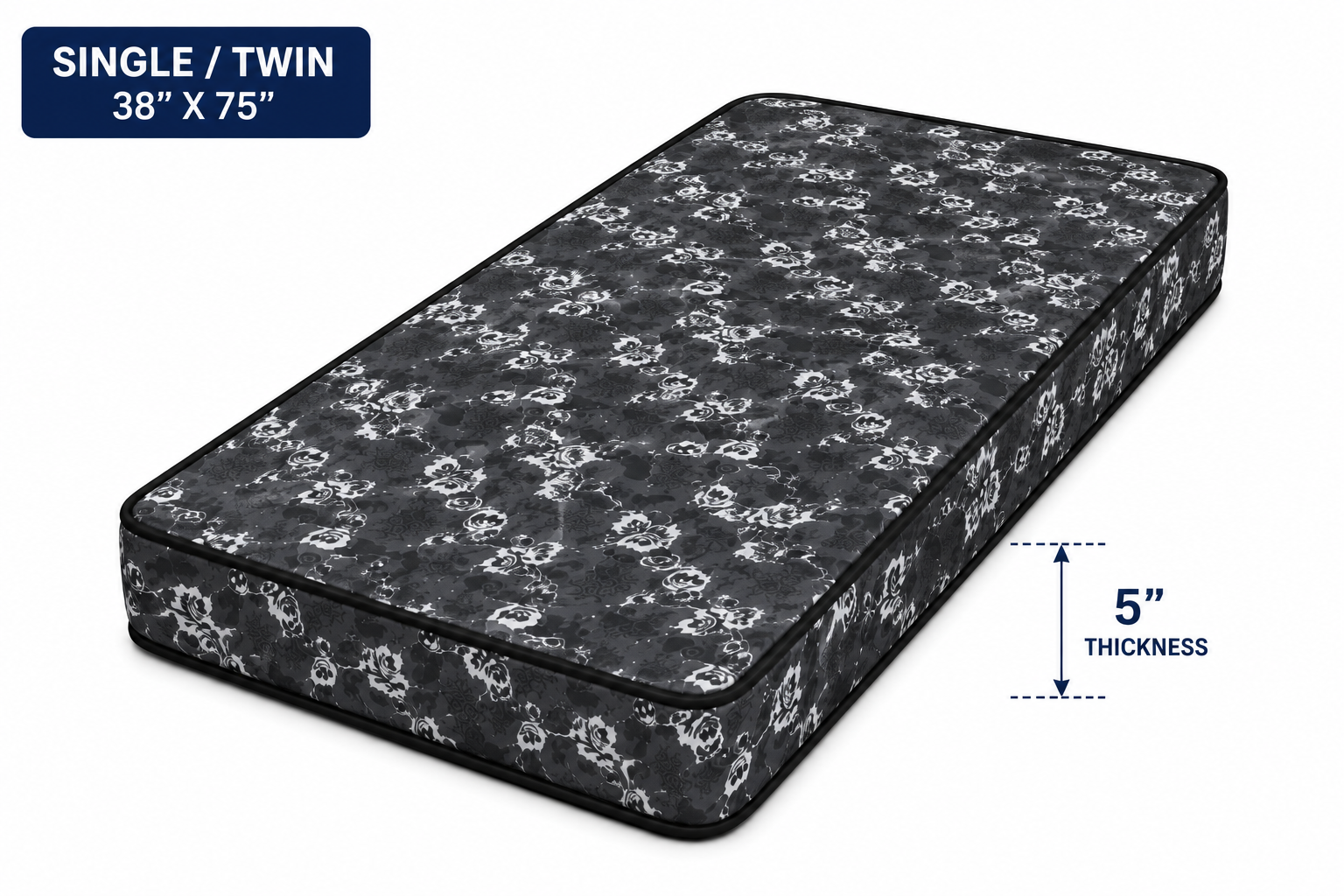 5-inch Basic Foam Mattress Single/Twin size (38 x 75 inches).