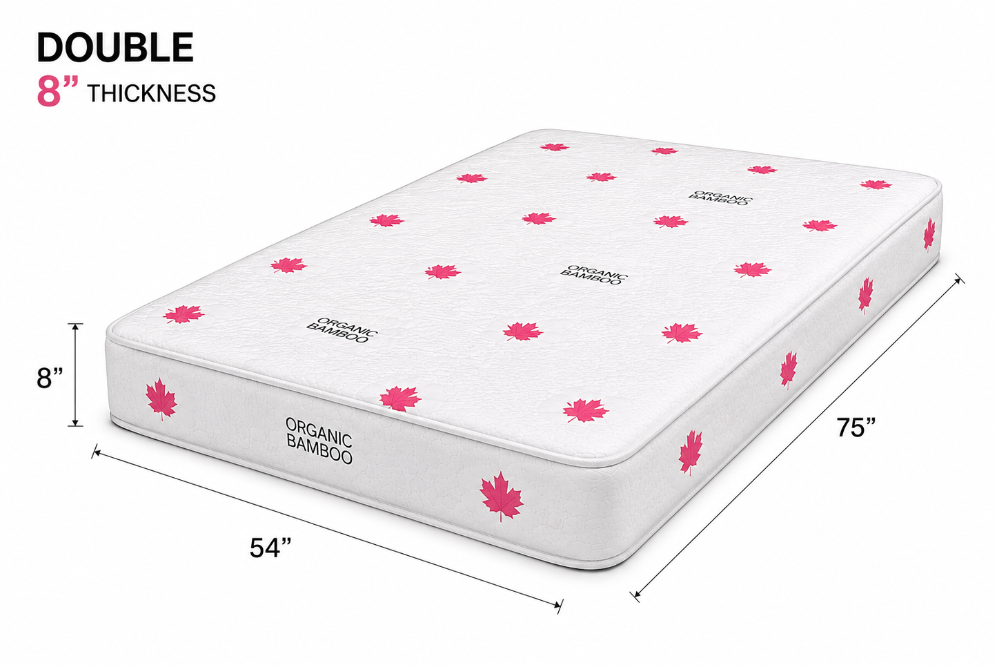 8-inch Extra Firm Foam Mattress Double size (54 × 75 inches).