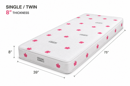 8-inch Extra Firm Foam Mattress Single/Twin size (38 × 75 inches).
