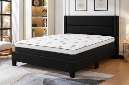 HR2175 Modern Channel-Tufted Bed with Mattress