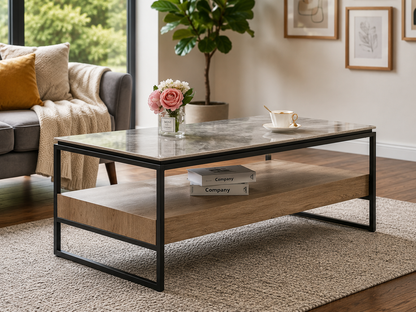 HR2520 Modern Coffee Table with Storage Shelf