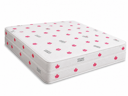 Extra Firm Foam Mattress with black floral fabric on a white background.