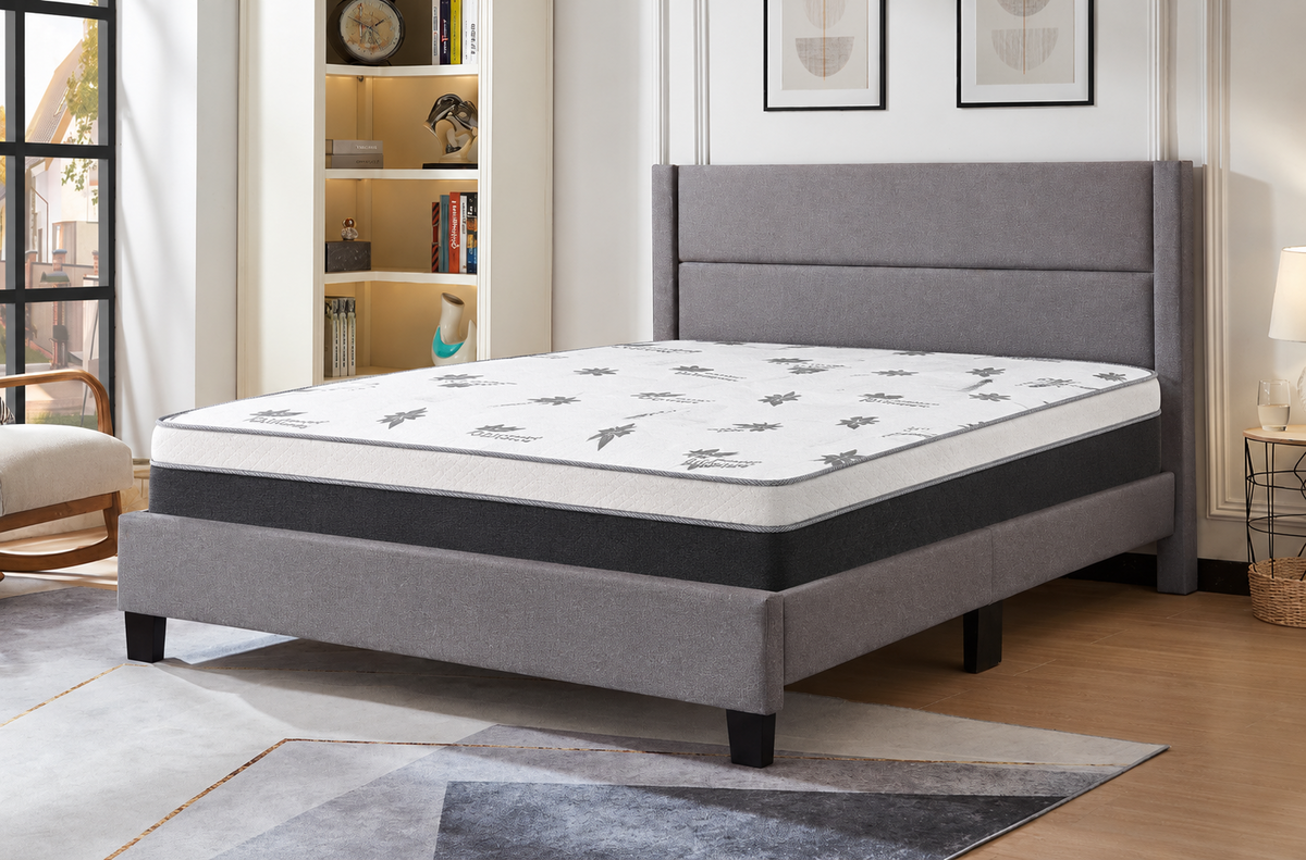 HR2175 Modern Channel-Tufted Bed with Mattress