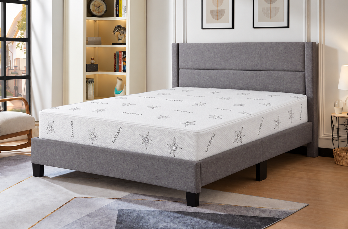 HR2175 Modern Channel-Tufted Bed with Mattress