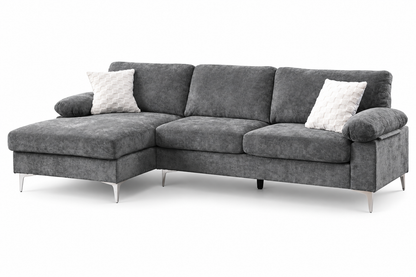 HR9999 Modern Fabric Sectional Sofa with Left-Facing Chaise
