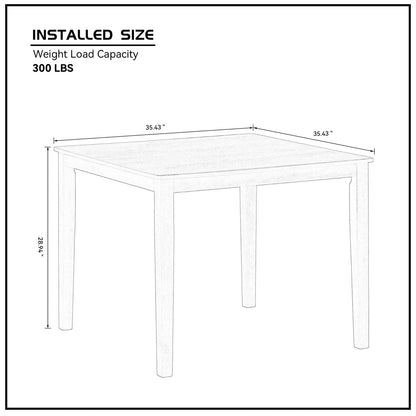 HR006 Solid Wood Dining Table Set with Linen Fabric Chairs