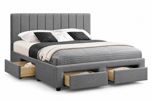 HR2157 Grey Linen Upholstered Storage Platform Bed