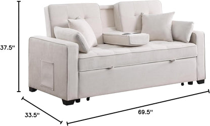 HR2330 3-in-1 Convertible Sleeper Sofa Bed with USB Ports & Cup Holders