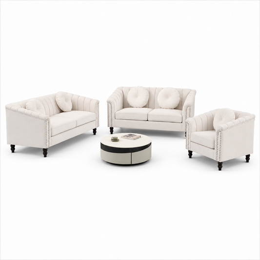 HR2355 Modern White Sectional Sofa with spacious seating and contemporary design.