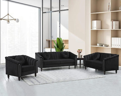 HR2355 Modern Black Sectional Sofa with spacious seating and contemporary design.
