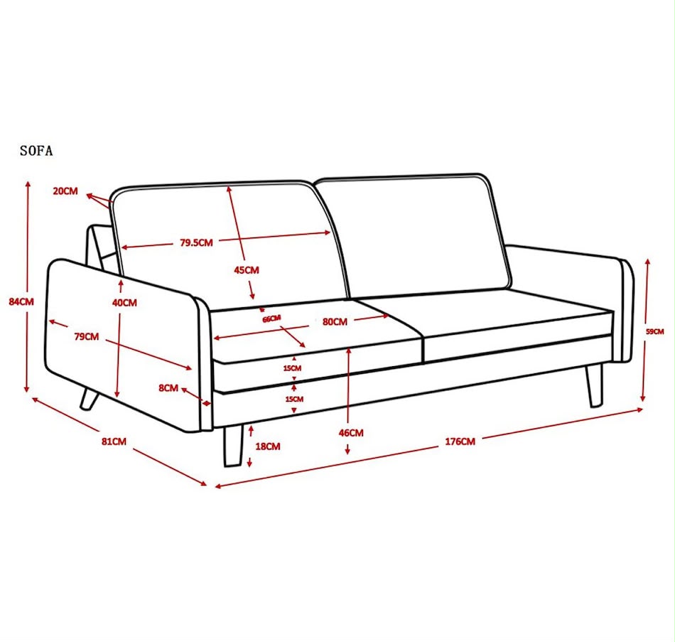 HR2400 Contemporary Fabric Sofa – Modern 3 Seater Sofa