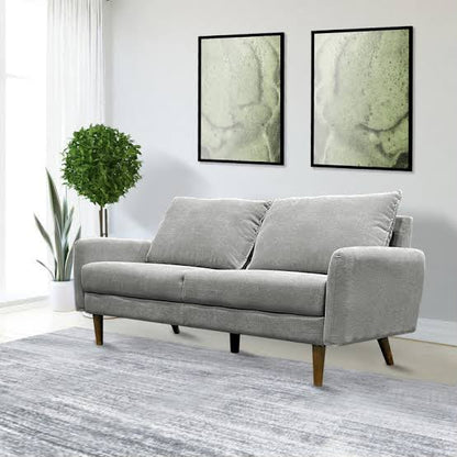 HR2400 Contemporary 3 Seater Fabric Sofa in Grey with premium polyester upholstery and modern splayed legs.