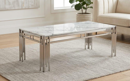 HR2530 modern coffee table with chrome metal frame