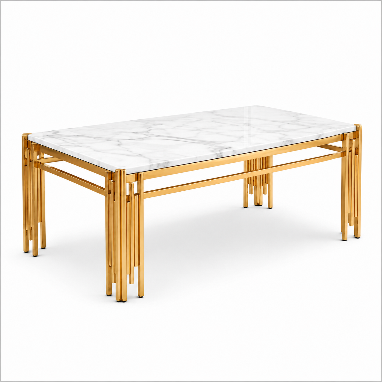 HR2530 modern coffee table with gold metal frame