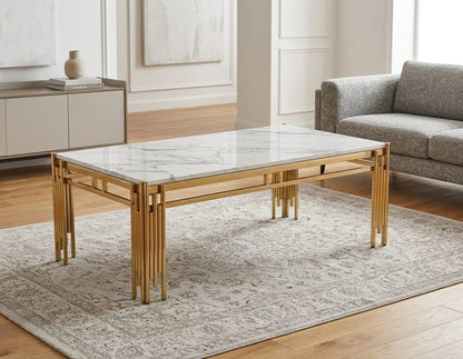 HR2530 modern coffee table with gold metal frame