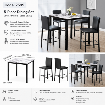 HR2599 Modern Counter Height 5-Piece Dining Set