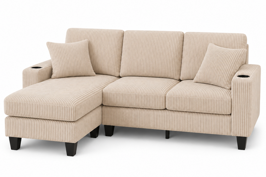 HR30005 Corduroy L-Shaped Sectional Sofa