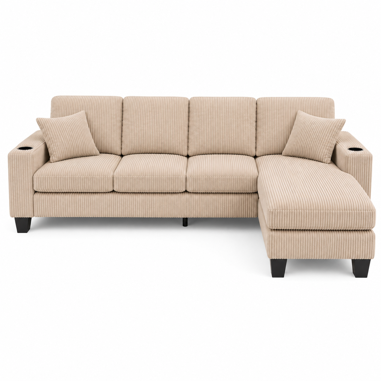 HR30006 Corduroy L-Shaped Sectional Sofa