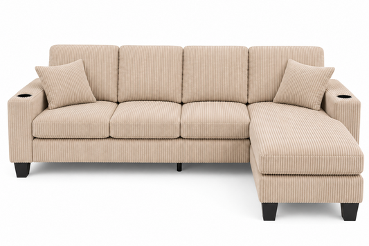 HR30006 Corduroy L-Shaped Sectional Sofa