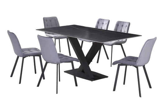 HR3525/214 6-Piece Sintered Stone Dining Table Set