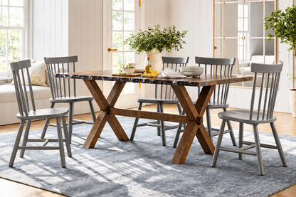 HR3036/3055 Dark Walnut Dining Set with Grey Windsor Back Chairs