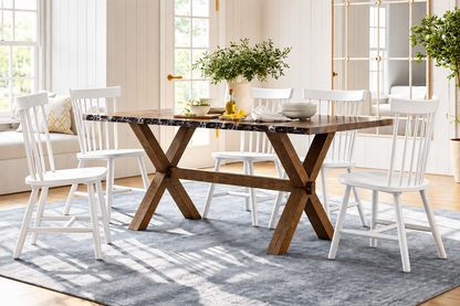 HR3036/3055 Dark Walnut Dining Set with White Windsor Back Chairs