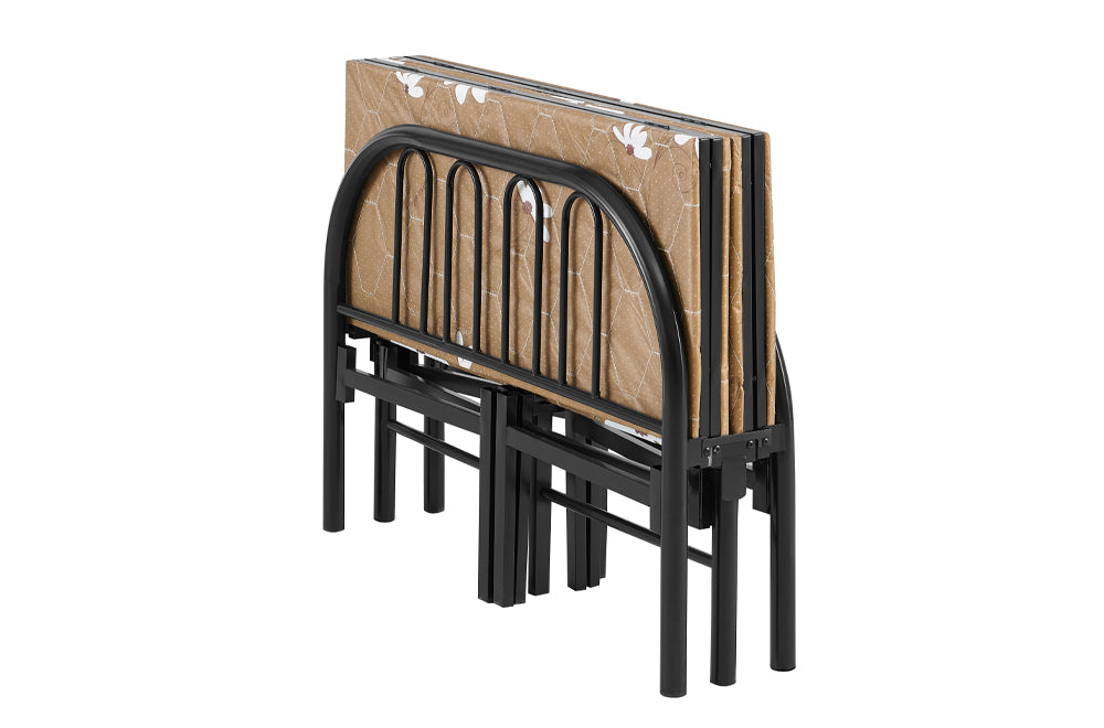 HR665 Black Metal Tri-Fold Bed