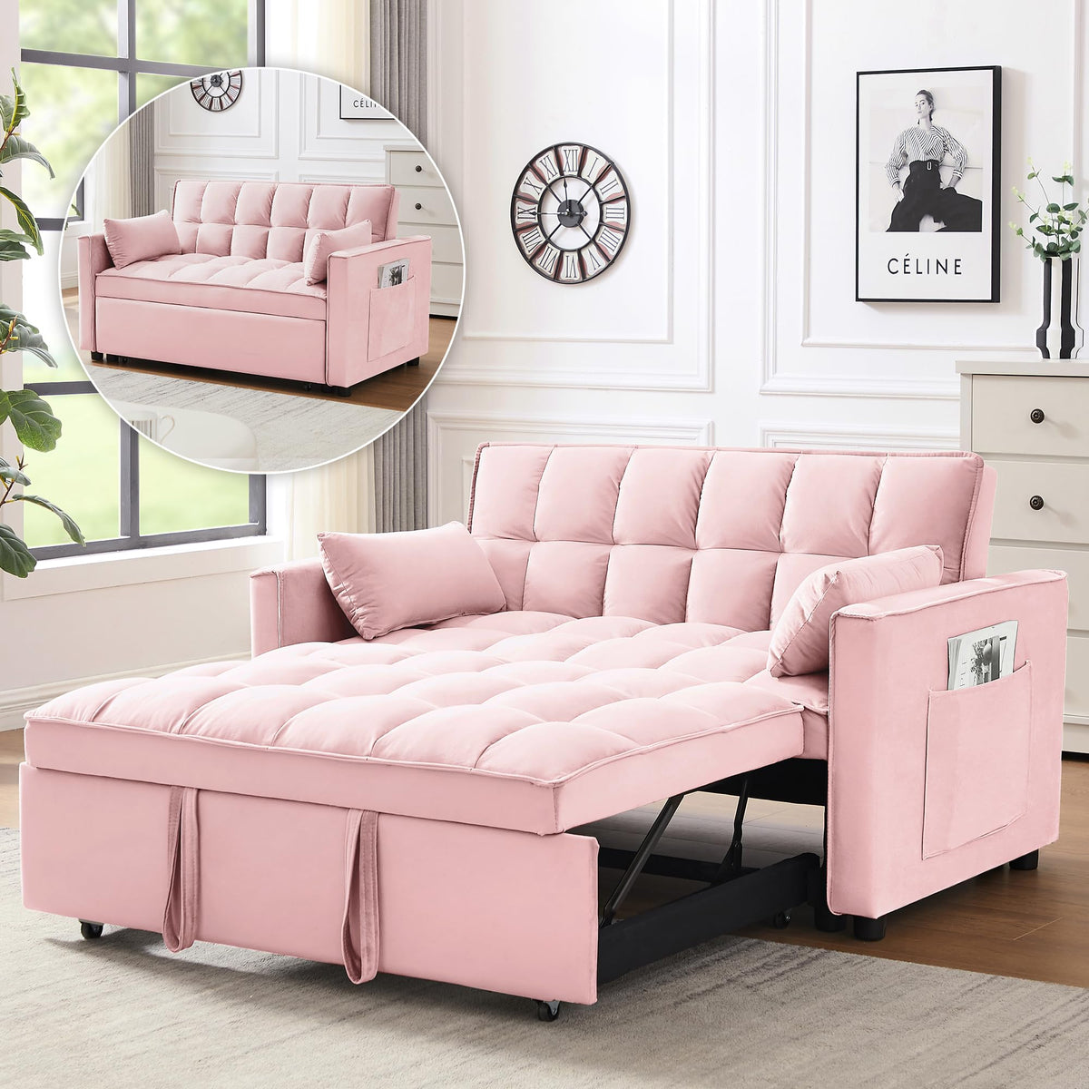 HR9000 2-Seater 3-in-1 Pull-Out Loveseat Sofa Bed