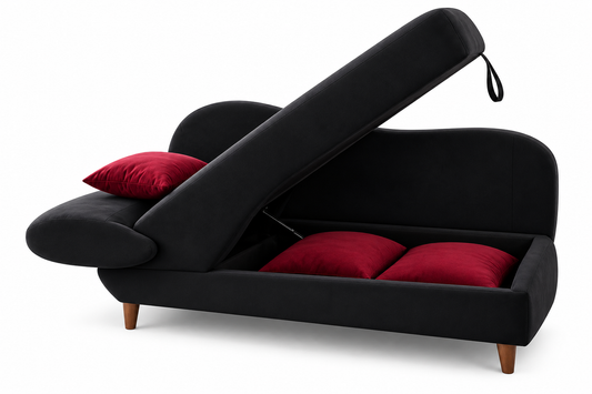 HR9991 Velvet Storage Chaise Lounge – Convertible 71" Single Sleeper Bed