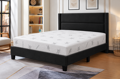 HR2175 Modern Channel-Tufted Bed with Mattress