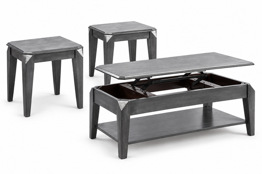HR5134 Grey Wood Lift Top Coffee Table Set
